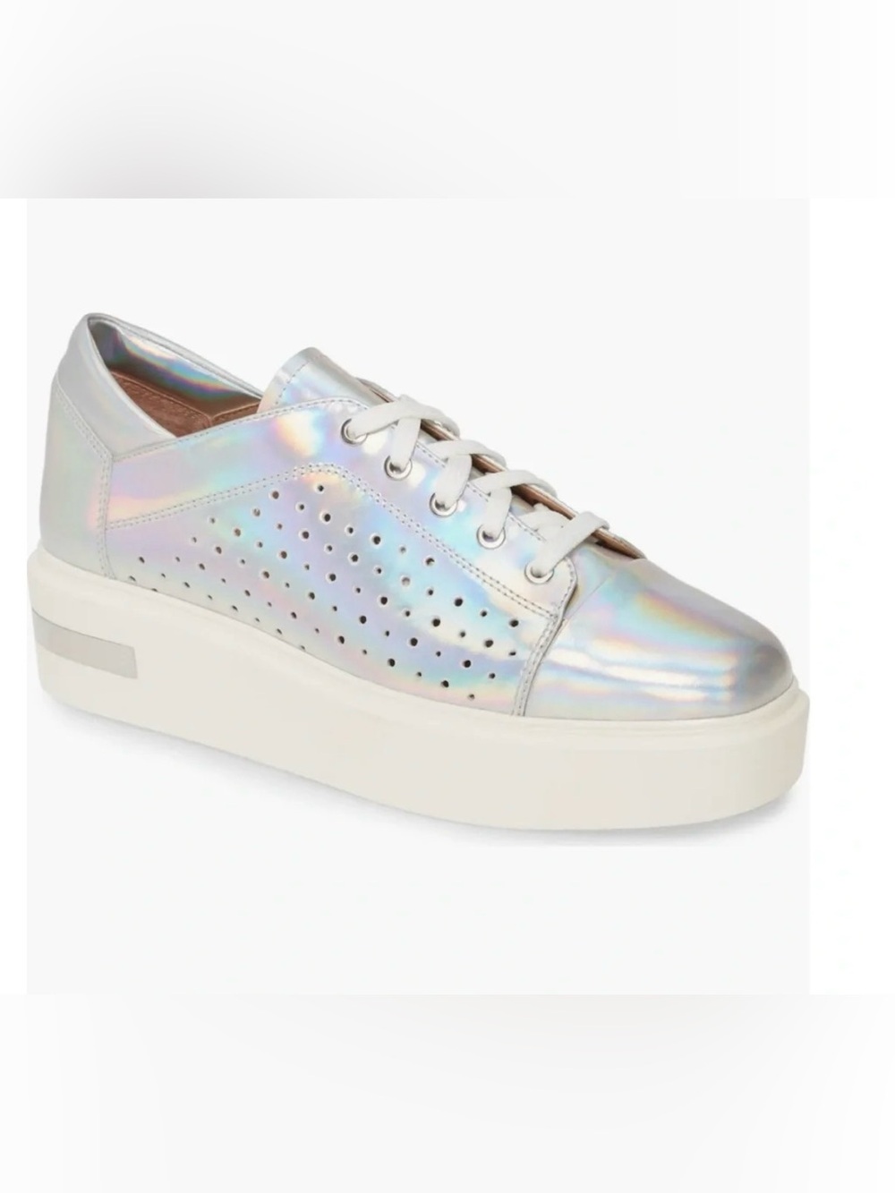 Linea Paolo Kendra Platform Sneaker Holographic Silver